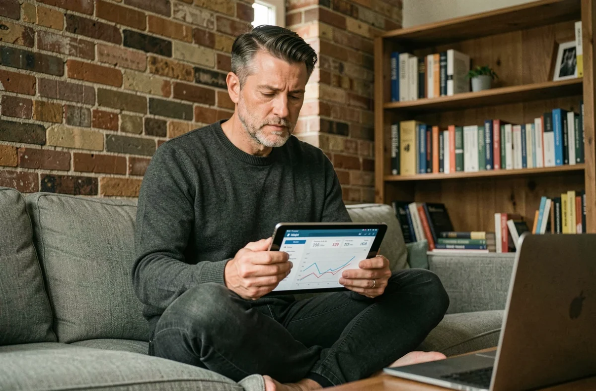 Online-Marketing-Experte arbeitet von zu Hause und recherchiert SEO-Trends 2026 auf einem Tablet