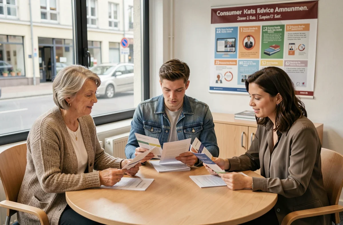 Verbraucherberatung: Gruppe diskutiert neue Verbraucherschutzgesetze 2026 in Beratungszentrum